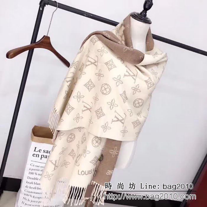 路易威登LV冬季新款 雙面雙色羊毛混紡圍巾 可以做披肩 LLWJ6332